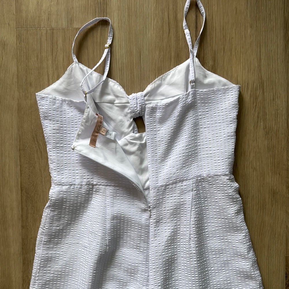 Hutch Anthropologie Seersucker Bow Front Jumpsuit sz 6 - Picture 12 of 13